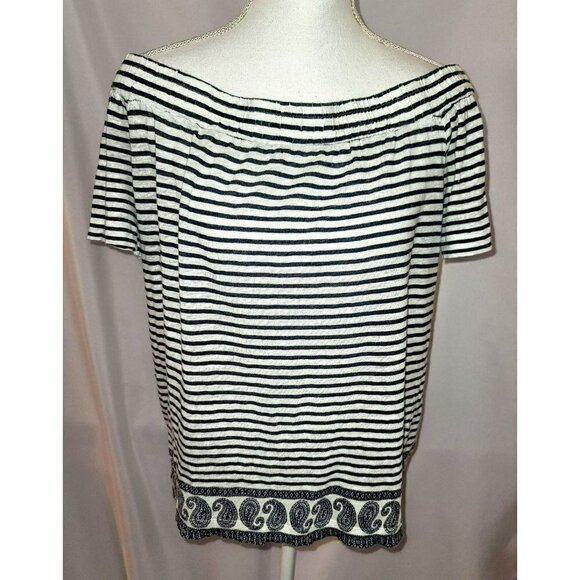 Two by Vince Canute Striped Off the Shoulder Short Sleeve - Size M - Picture 1 of 8
